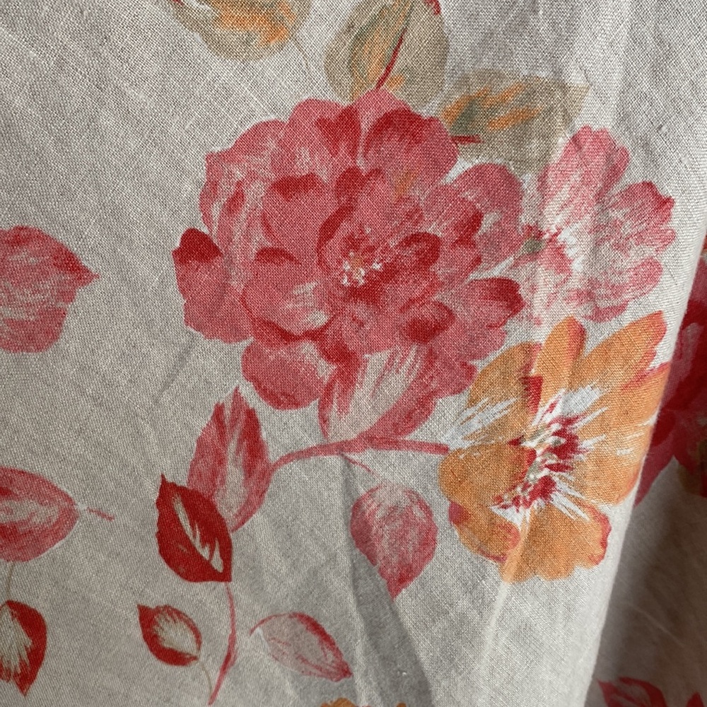 Eddie Bauer 100% linen wrap skirt midi pink &melon flowered tan pattern - Picture 4 of 12